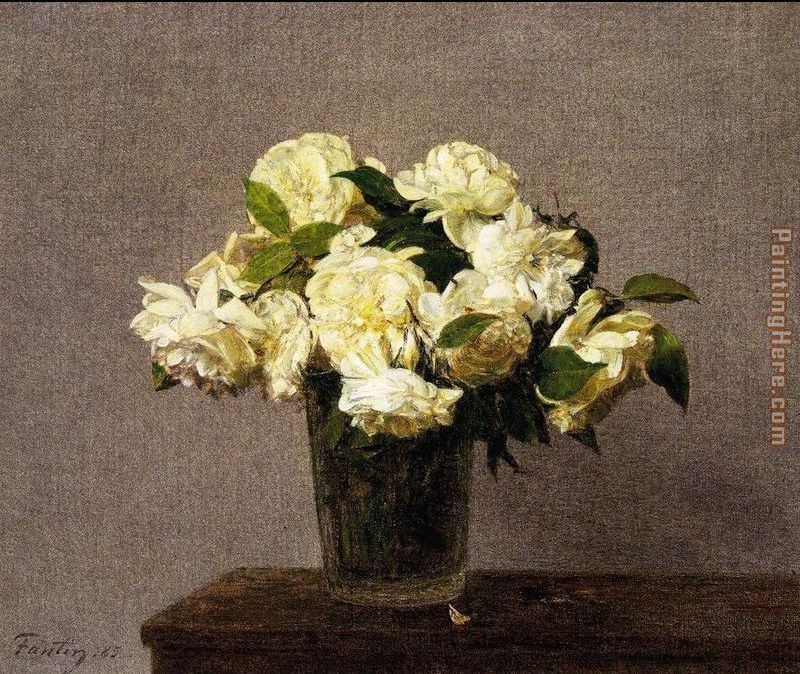 White Roses in a Vase painting - Henri Fantin-Latour White Roses in a Vase art painting